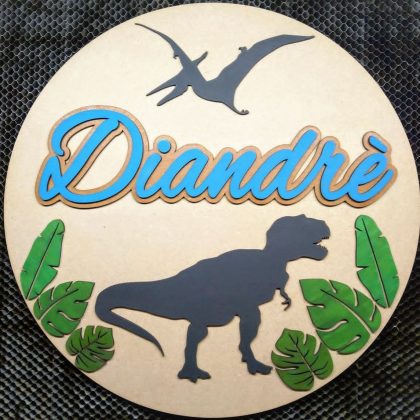 Round Name Sign - Dino Real